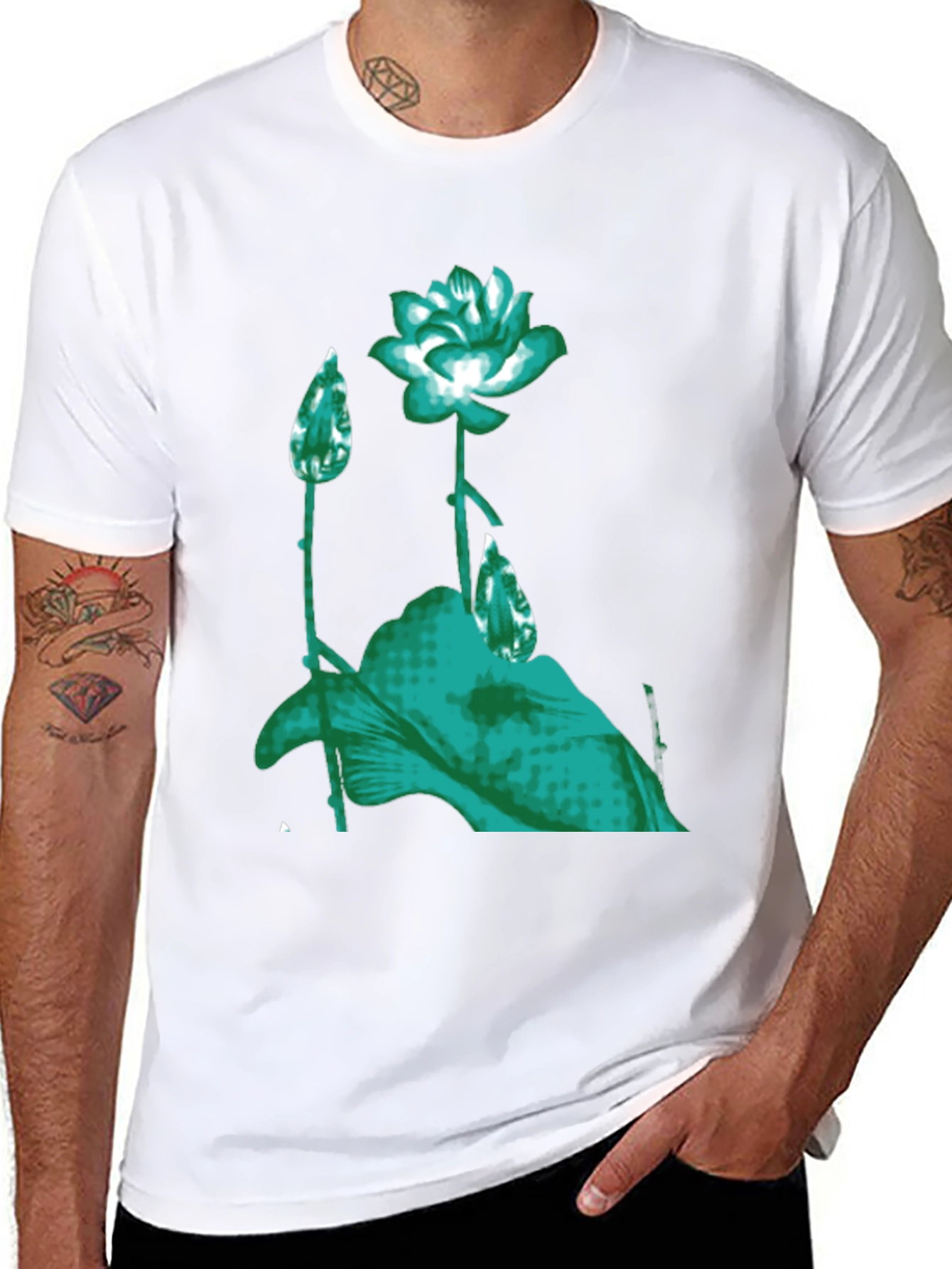 Floral Print Graphic Tee - Black
