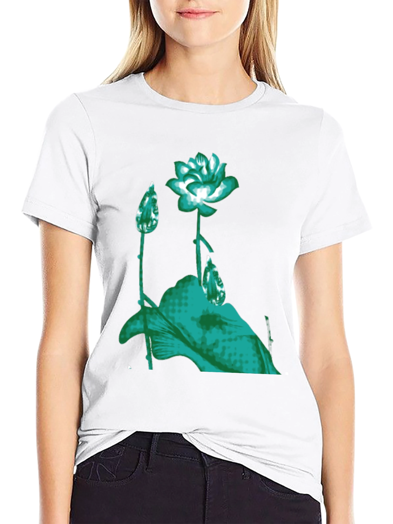 Floral Print Graphic Tee - Black