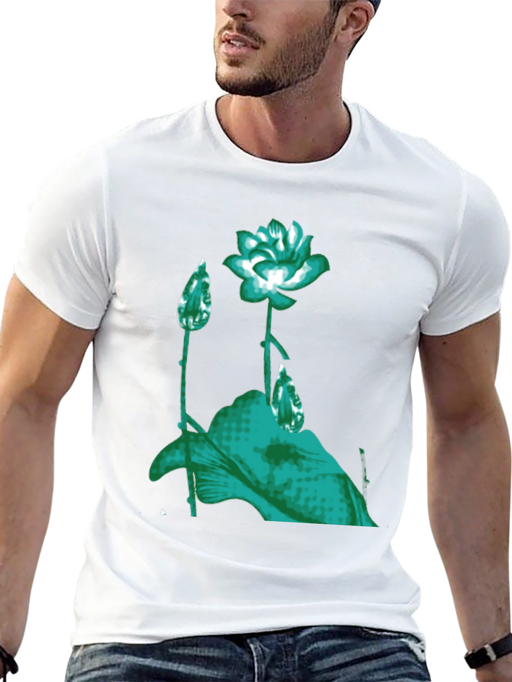 Floral Print Graphic Tee - Black