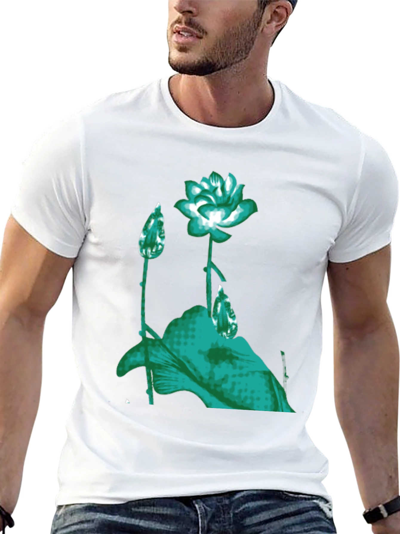 Floral Print Graphic Tee - Black