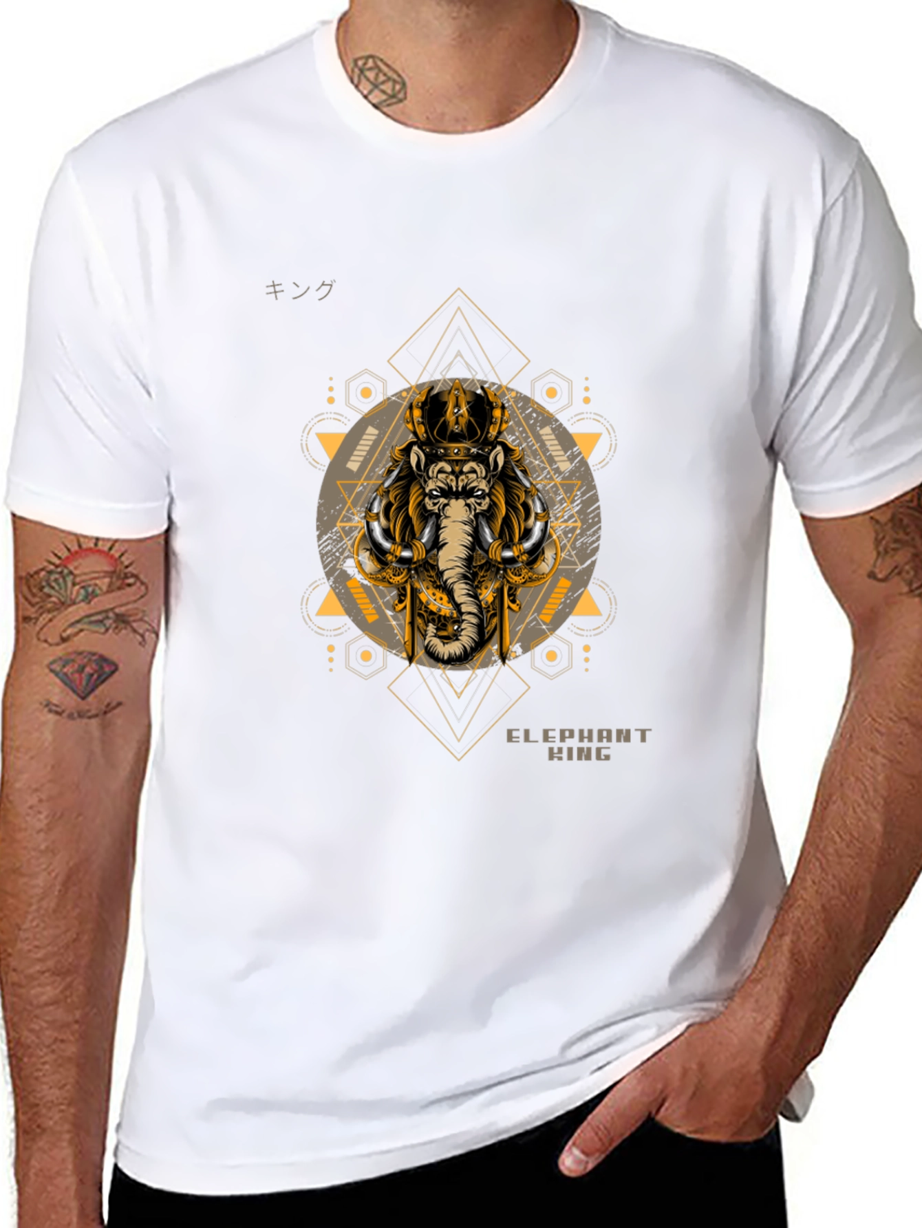 Elephant King Graphic Tee - Stylish Mens Black T-Shirt