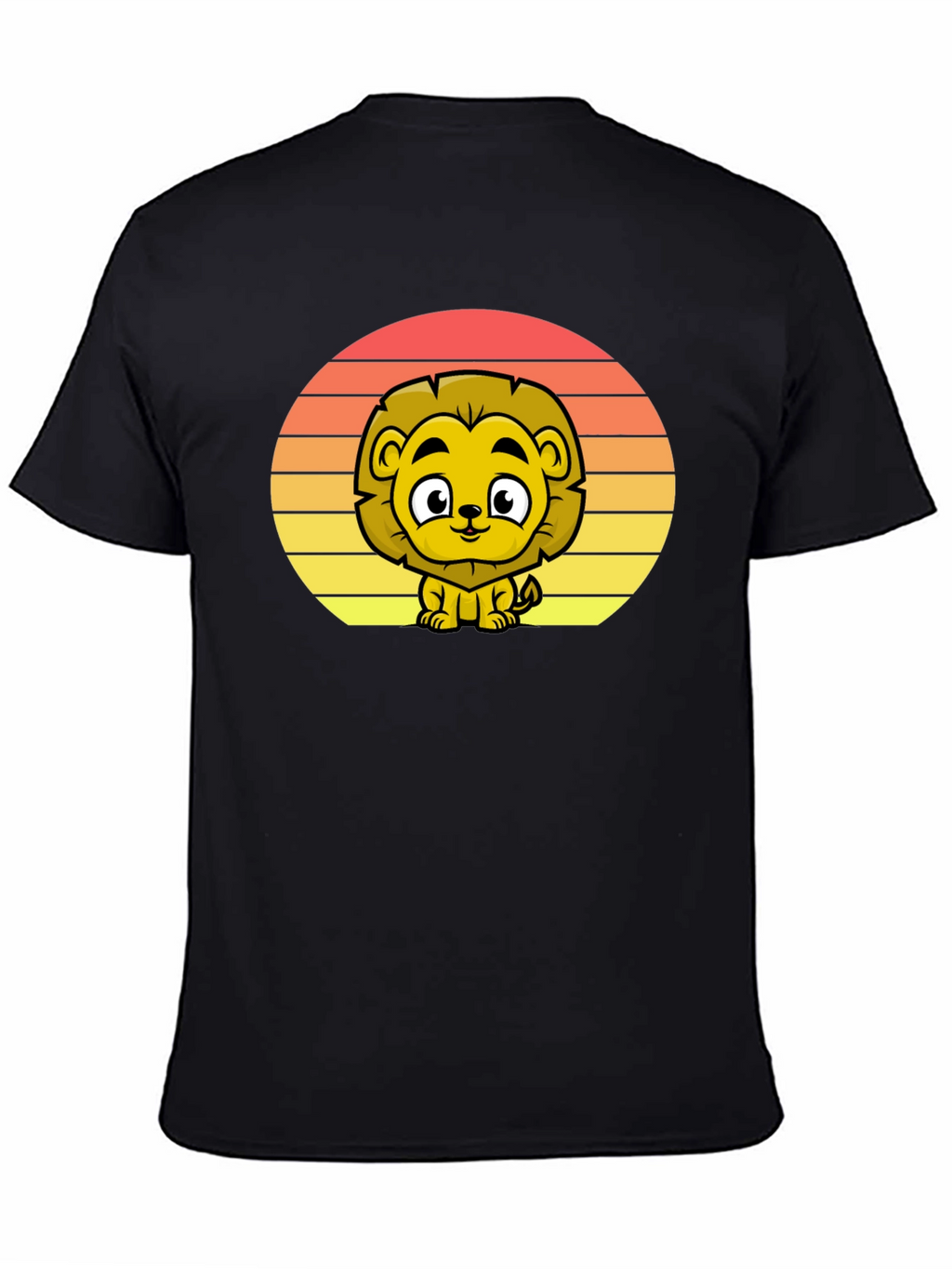 Cute Lion Sunset Graphic Tee - Black T-Shirt