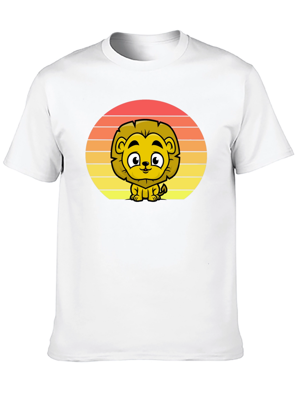 Cute Lion Sunset Graphic Tee - Black T-Shirt