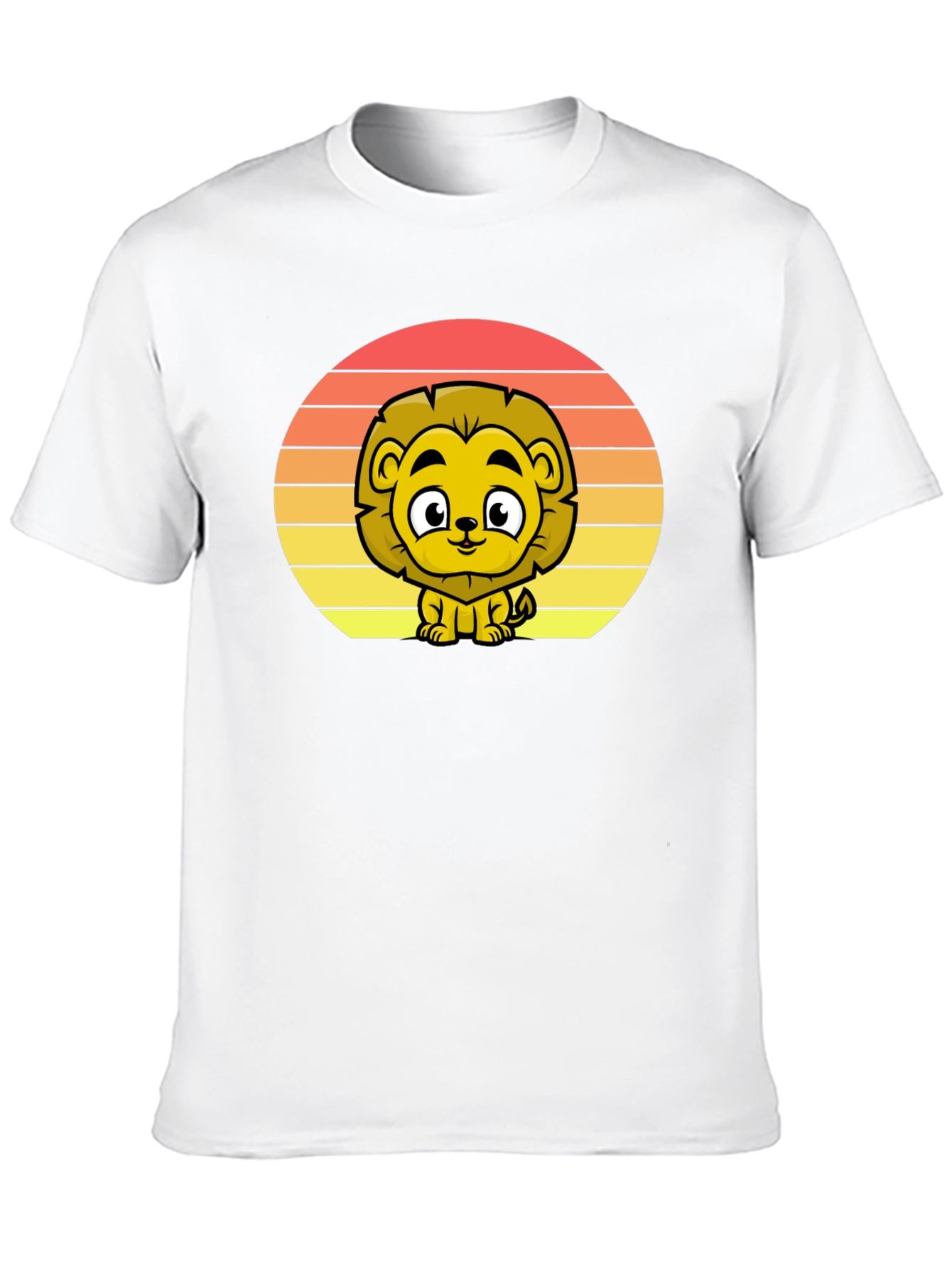 Cute Lion Sunset Graphic Tee - Black T-Shirt