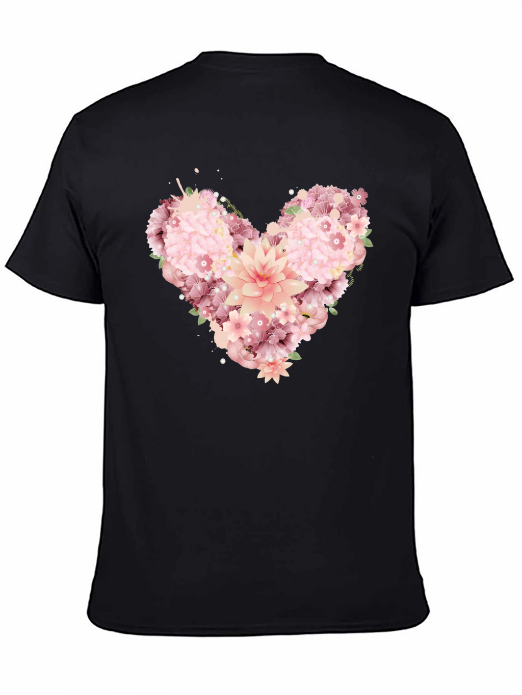 Floral Heart Graphic Tee - Black Unisex T-Shirt