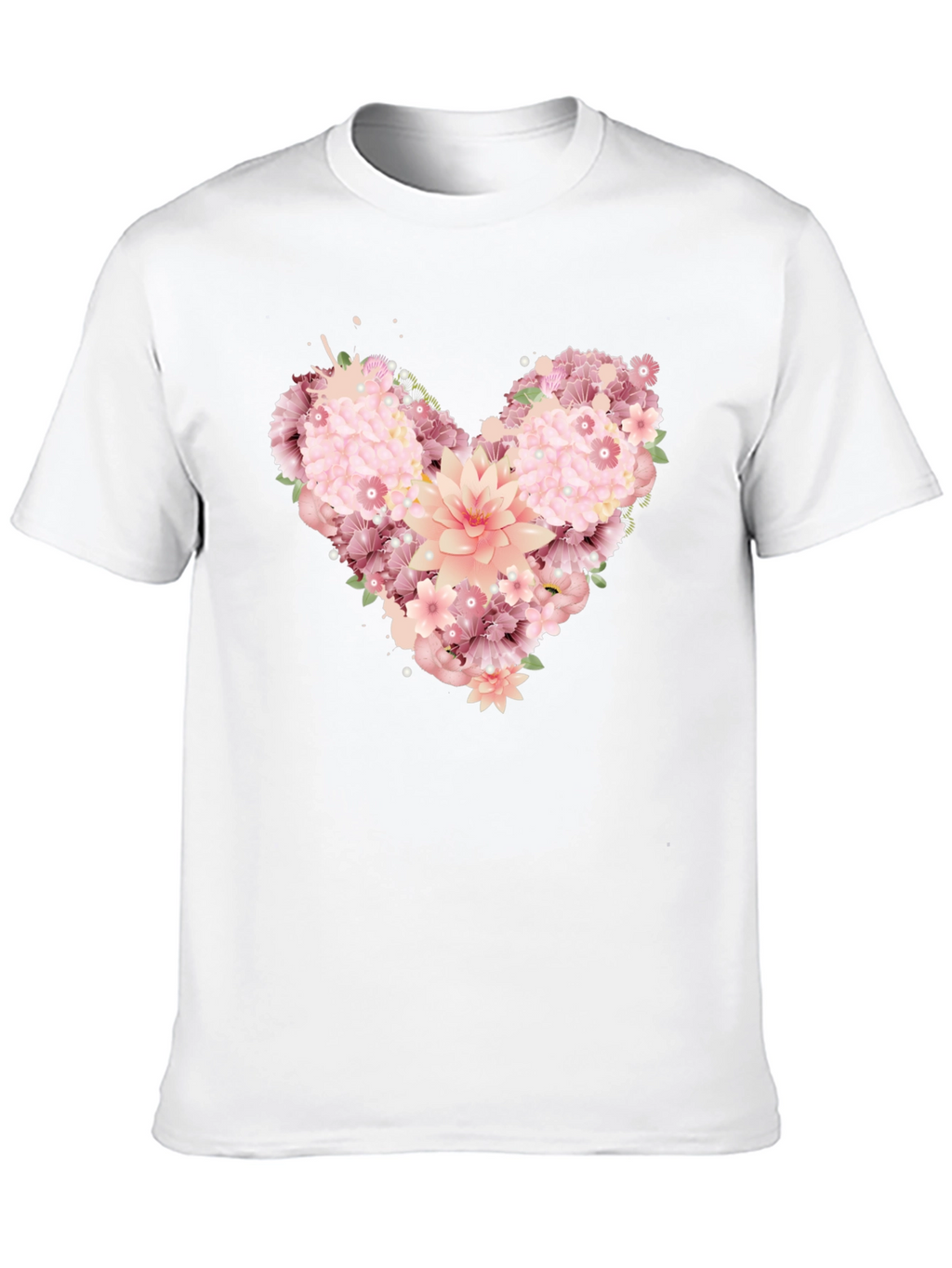Floral Heart Graphic Tee - Black Unisex T-Shirt