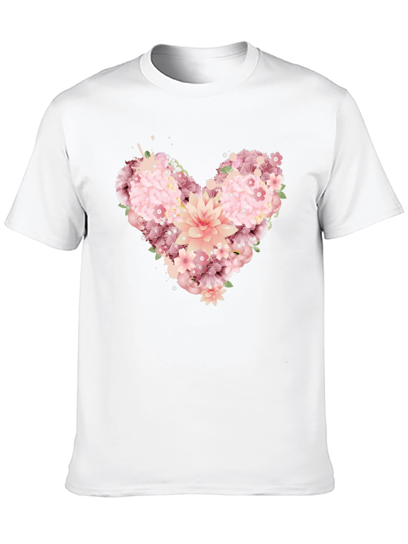 Floral Heart Graphic Tee - Black Unisex T-Shirt