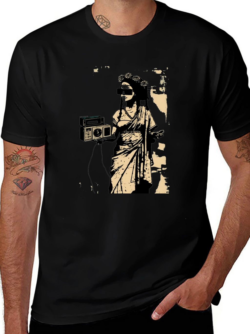 Banksy Boombox T-Shirt - Street Art Style