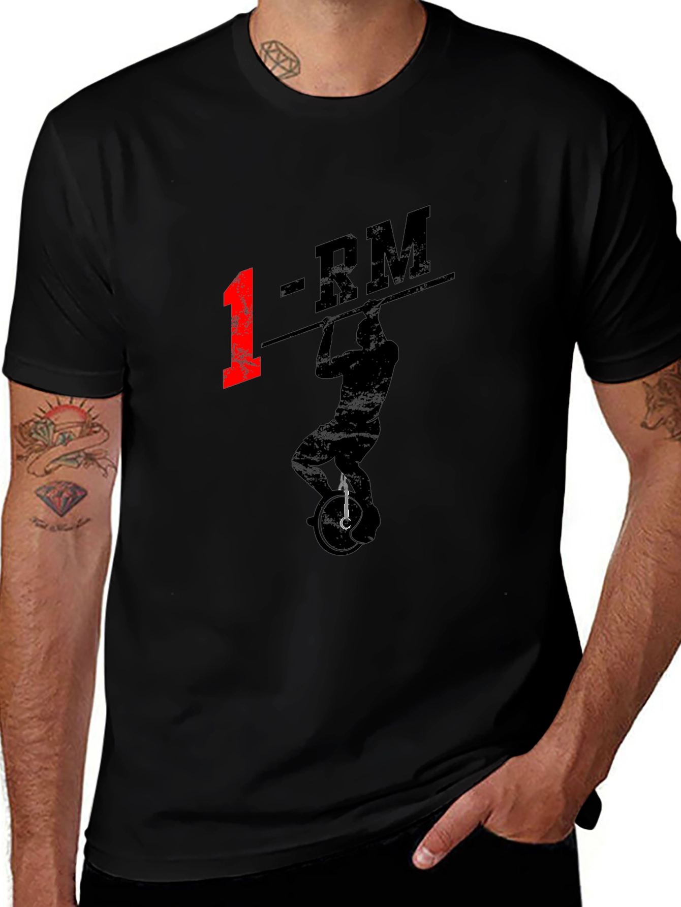 1-RM Unicyclist T-Shirt - Black Graphic Tee
