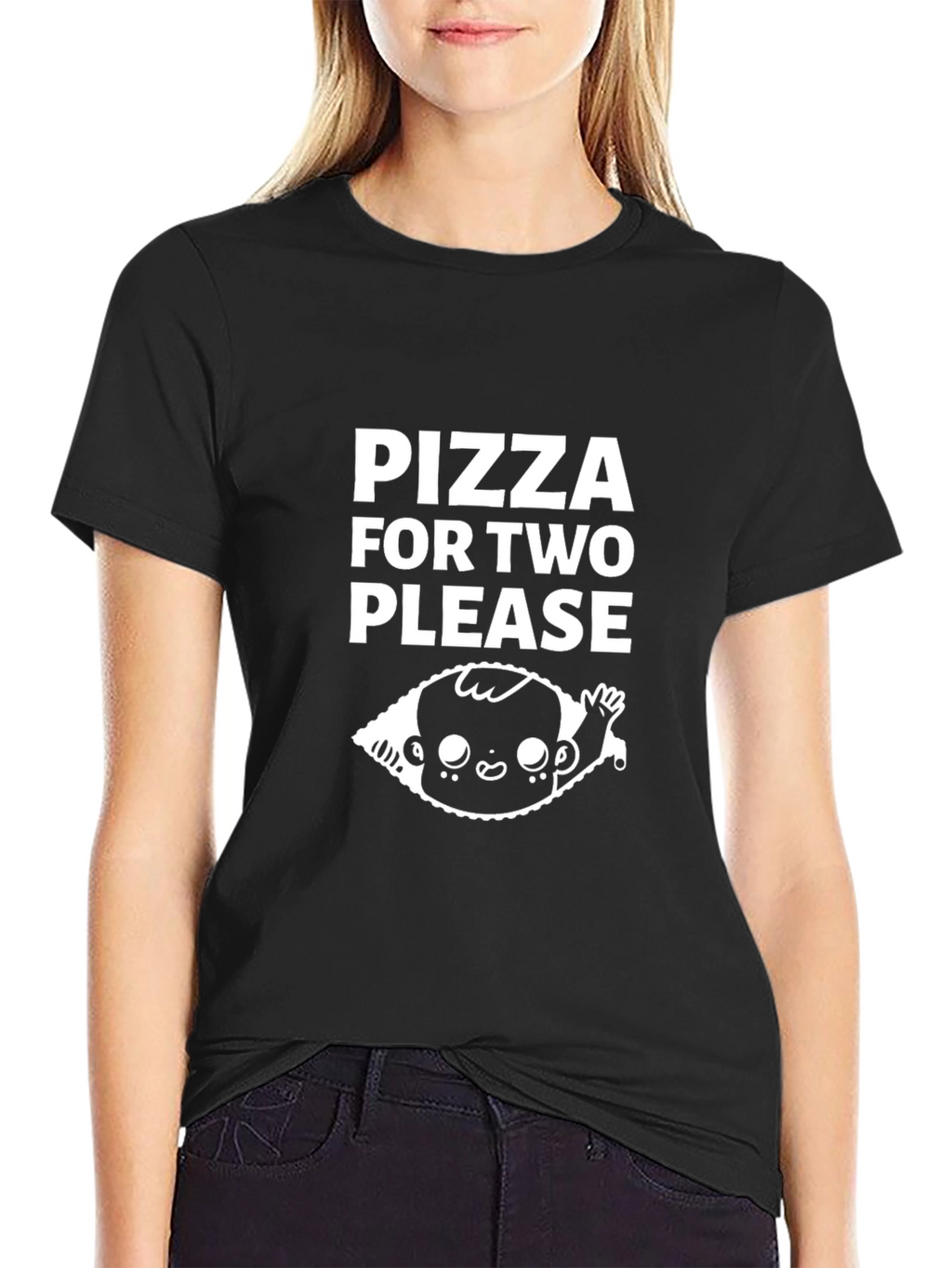 Pizza For Two Please Black Graphic Tee