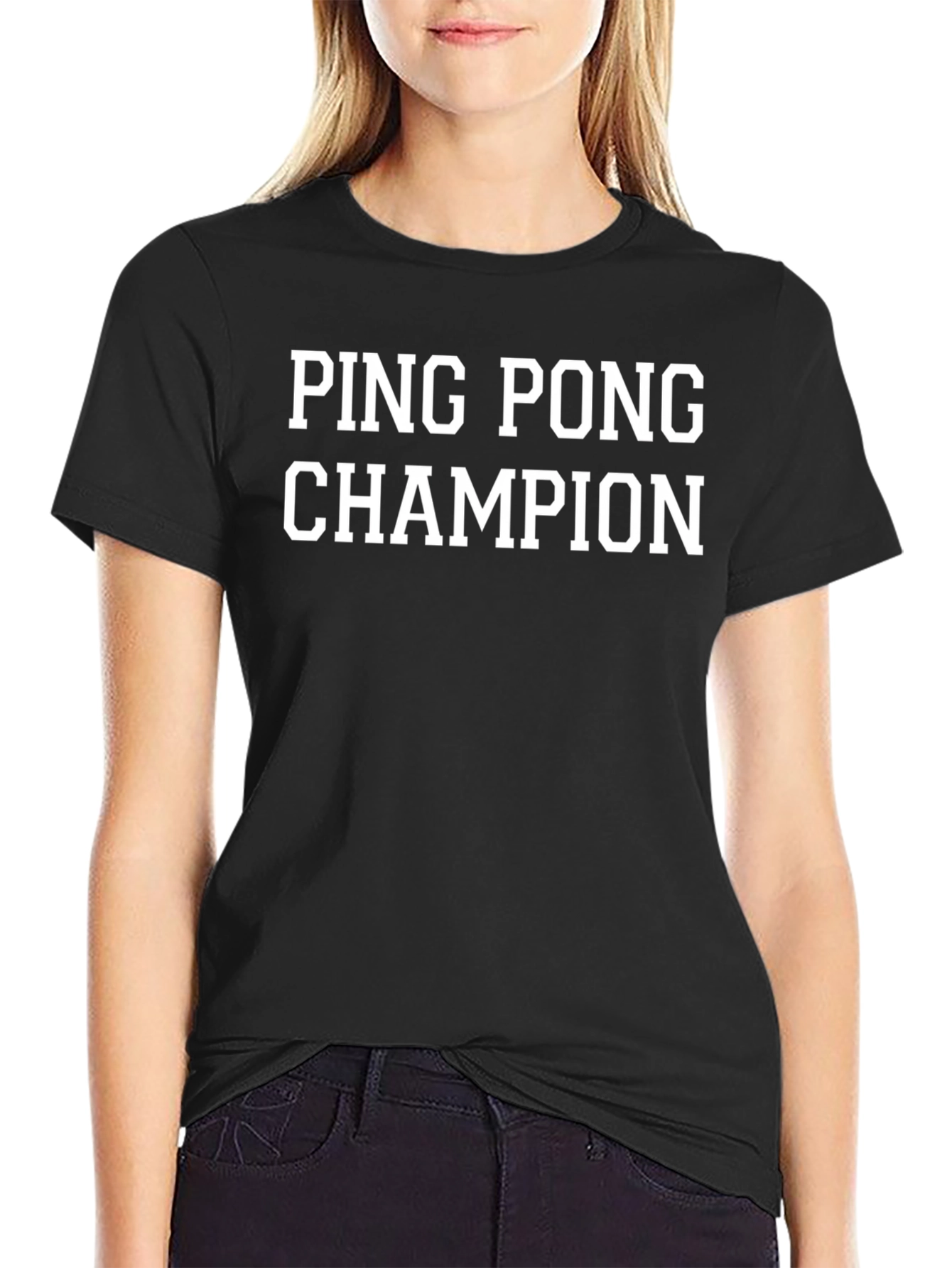 Ping Pong Champion Graphic Tee - Black Cotton T-Shirt