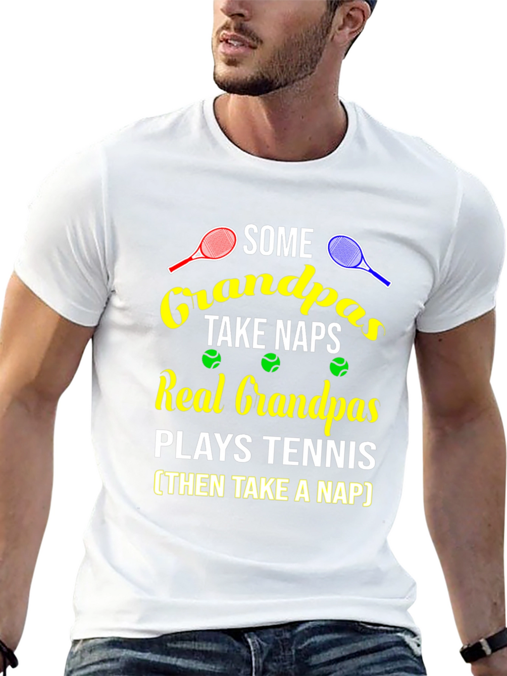 Grandpa Tennis T-Shirt - Some Grandpas Take Naps