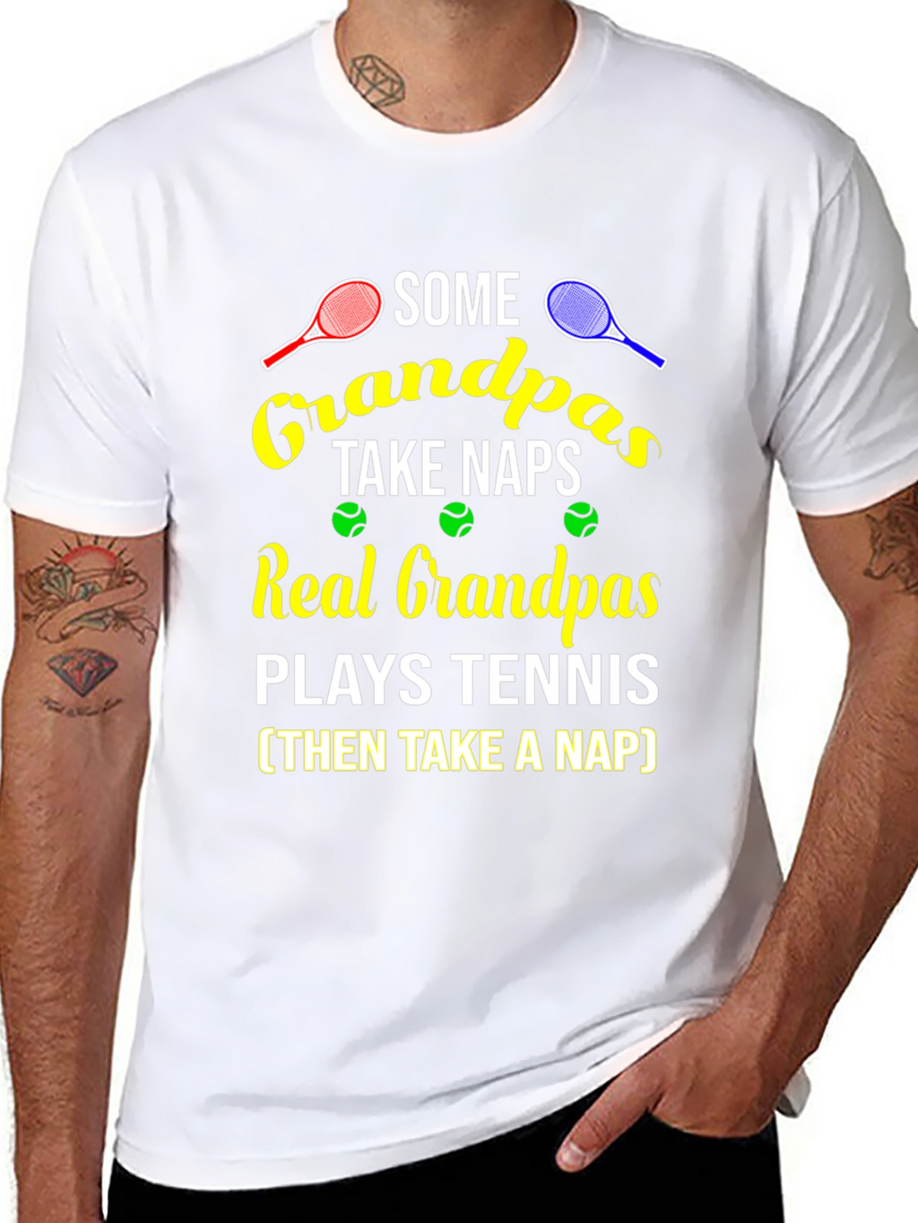 Grandpa Tennis T-Shirt - Some Grandpas Take Naps