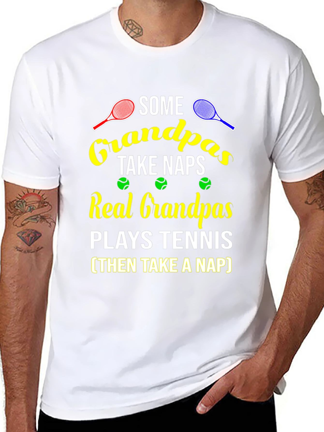 Grandpa Tennis T-Shirt - Some Grandpas Take Naps