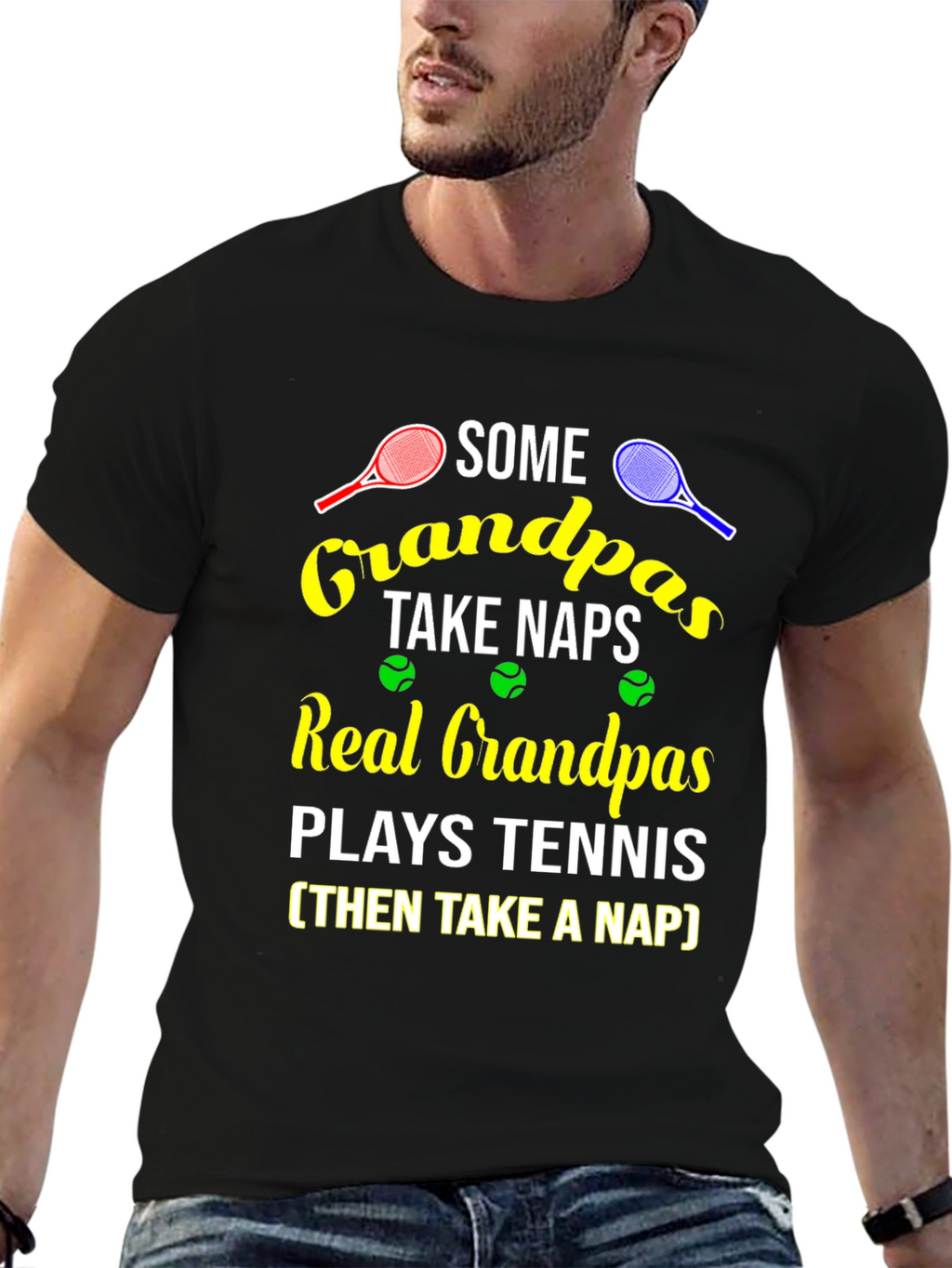 Grandpa Tennis T-Shirt - Some Grandpas Take Naps