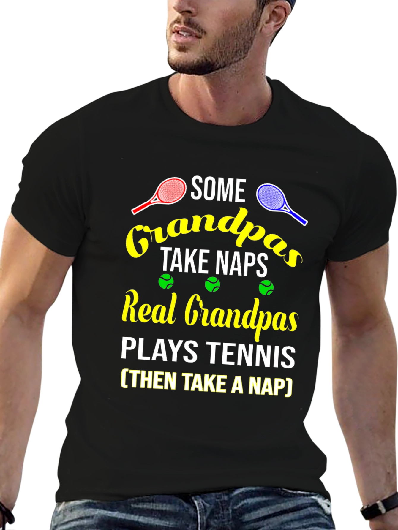 Grandpa Tennis T-Shirt - Some Grandpas Take Naps
