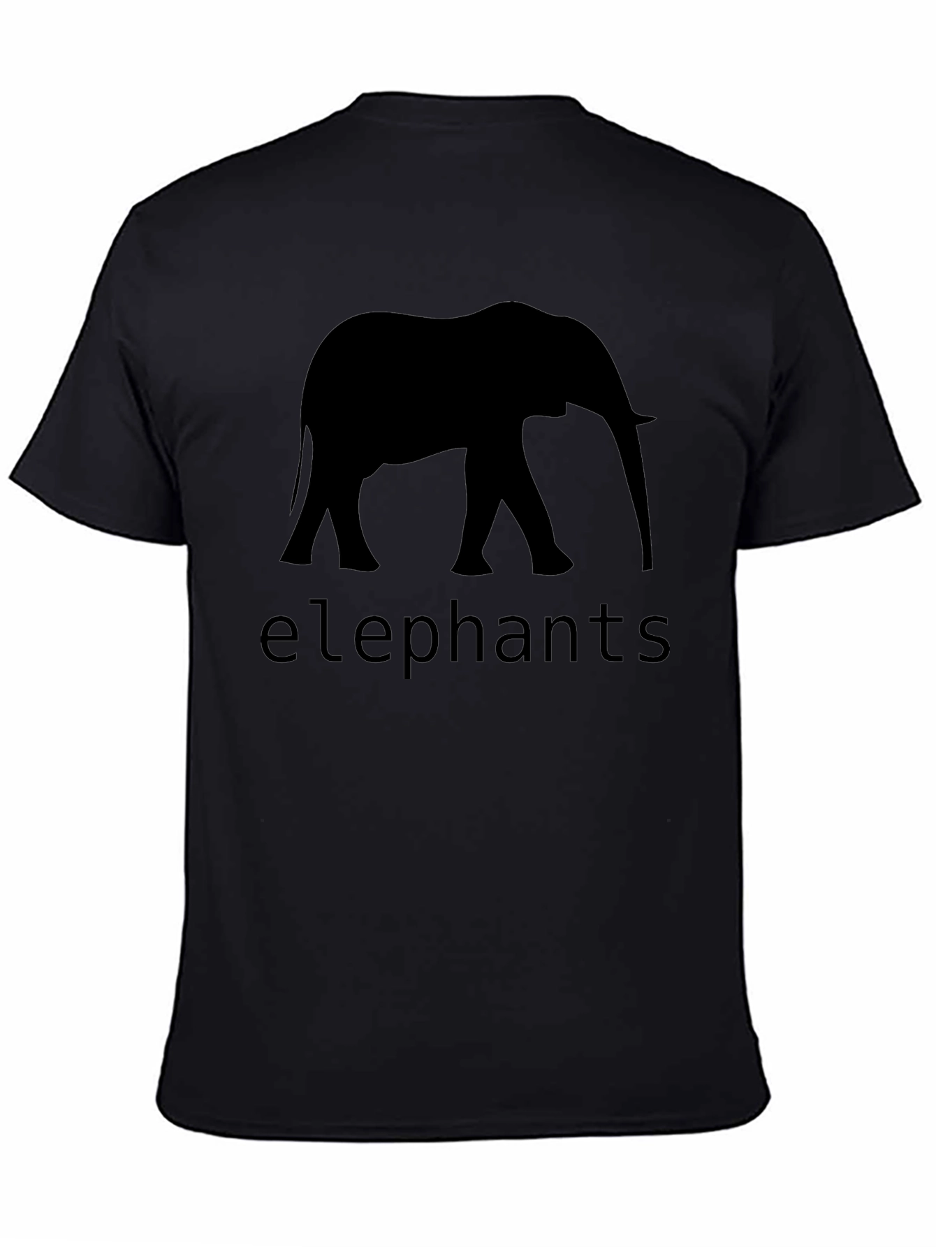 Elephant Silhouette Graphic T-Shirt - Black