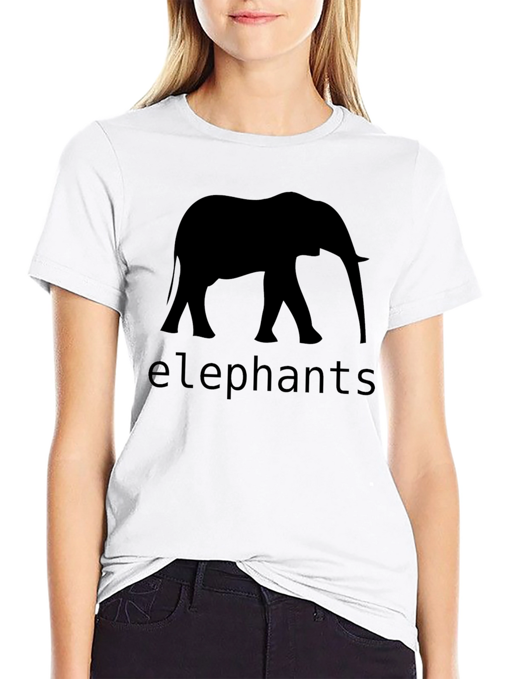 Elephant Silhouette Graphic T-Shirt - Black