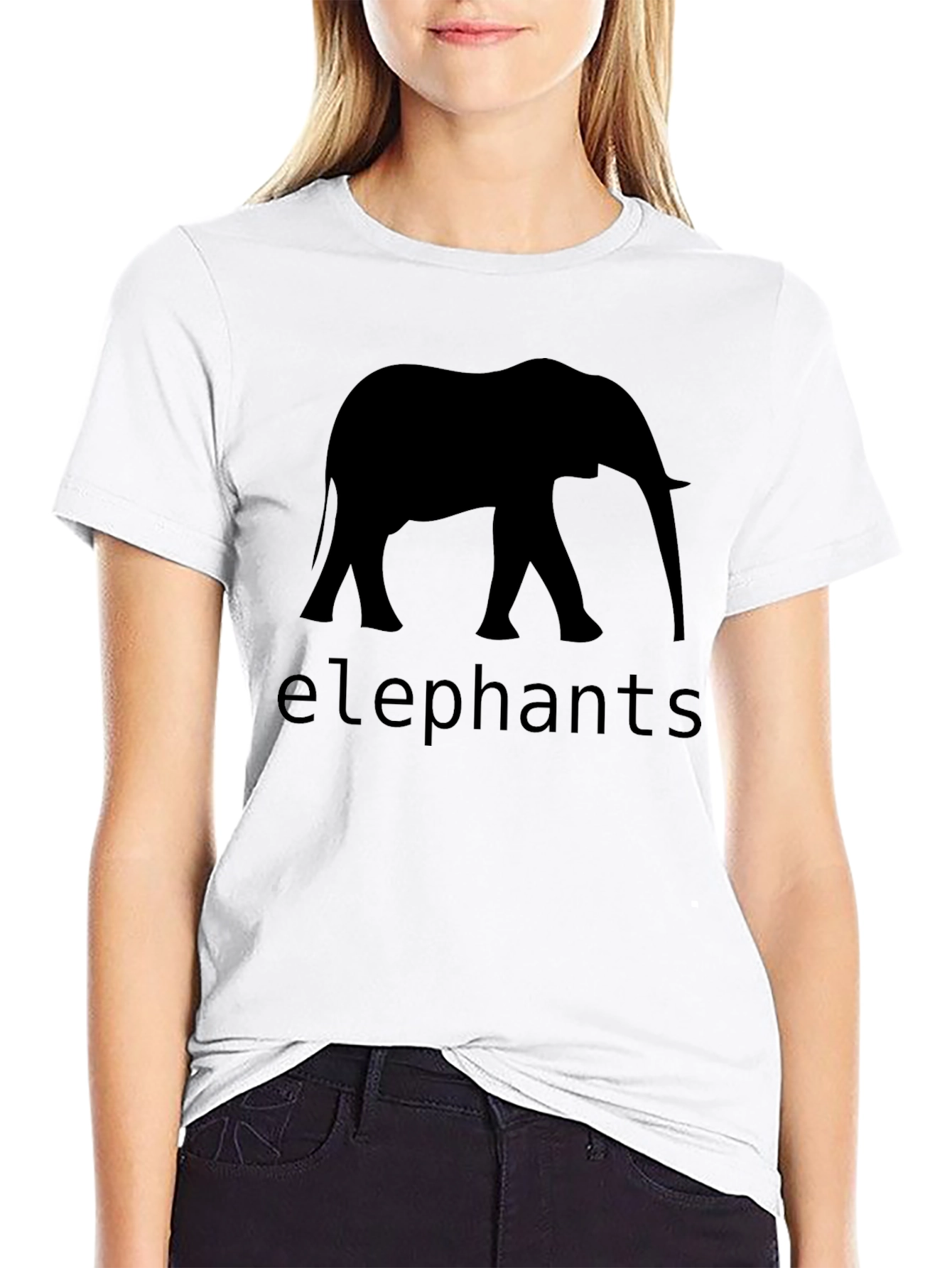 Elephant Silhouette Graphic T-Shirt - Black