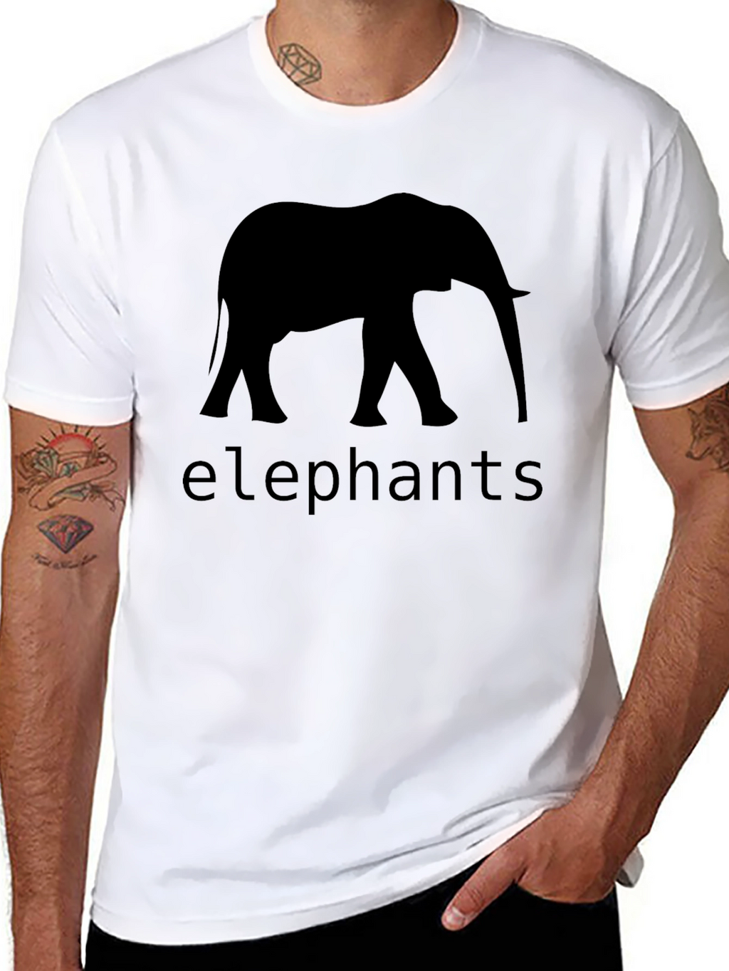 Elephant Silhouette Graphic T-Shirt - Black