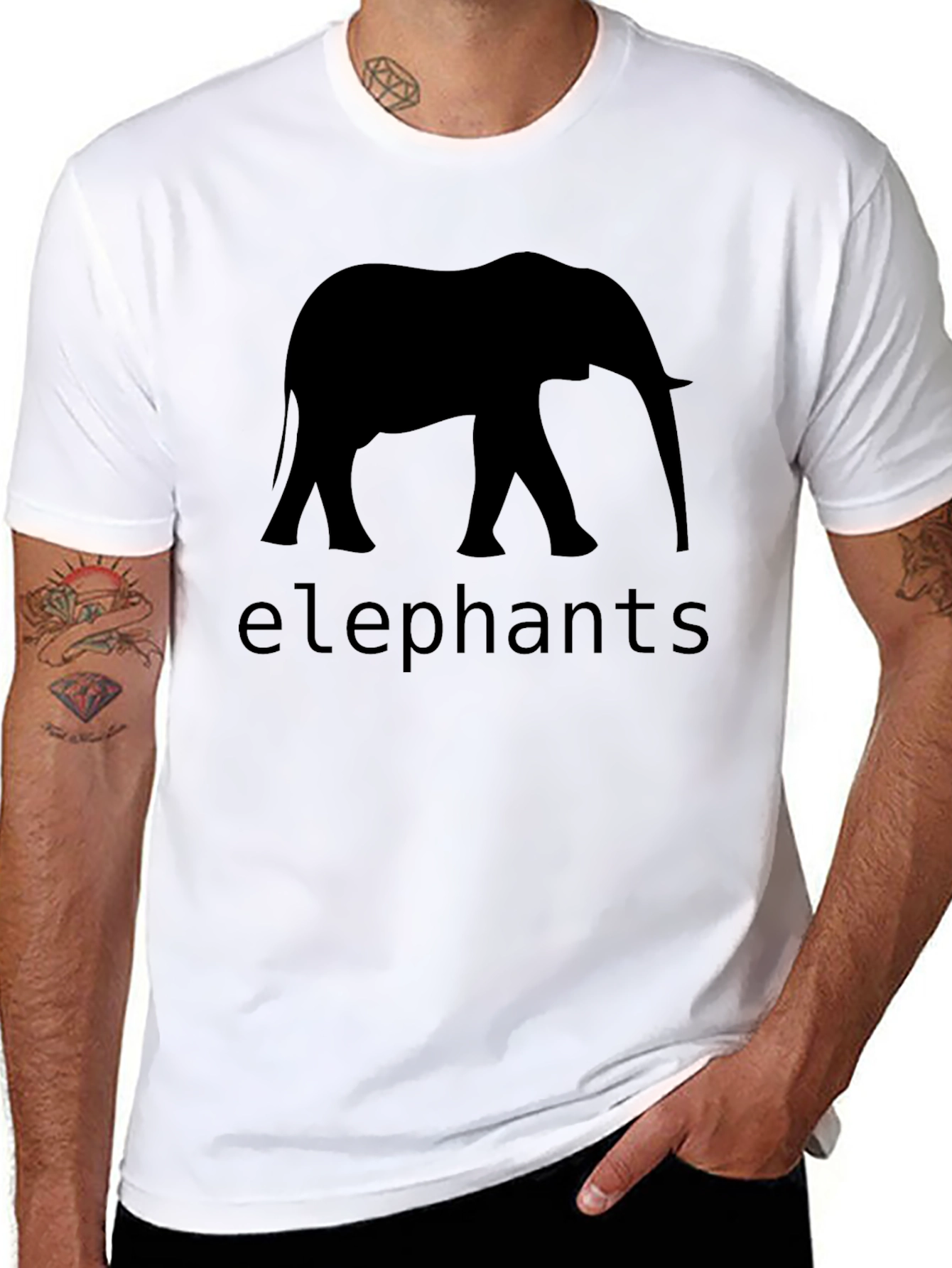Elephant Silhouette Graphic T-Shirt - Black