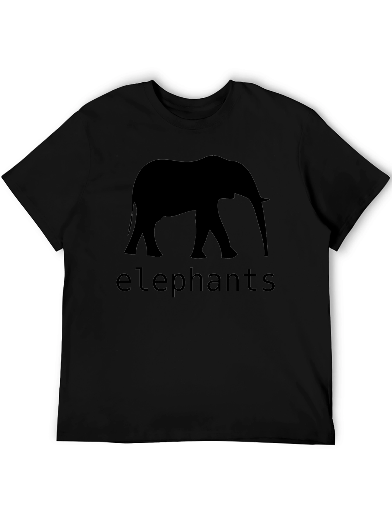 Elephant Silhouette Graphic T-Shirt - Black