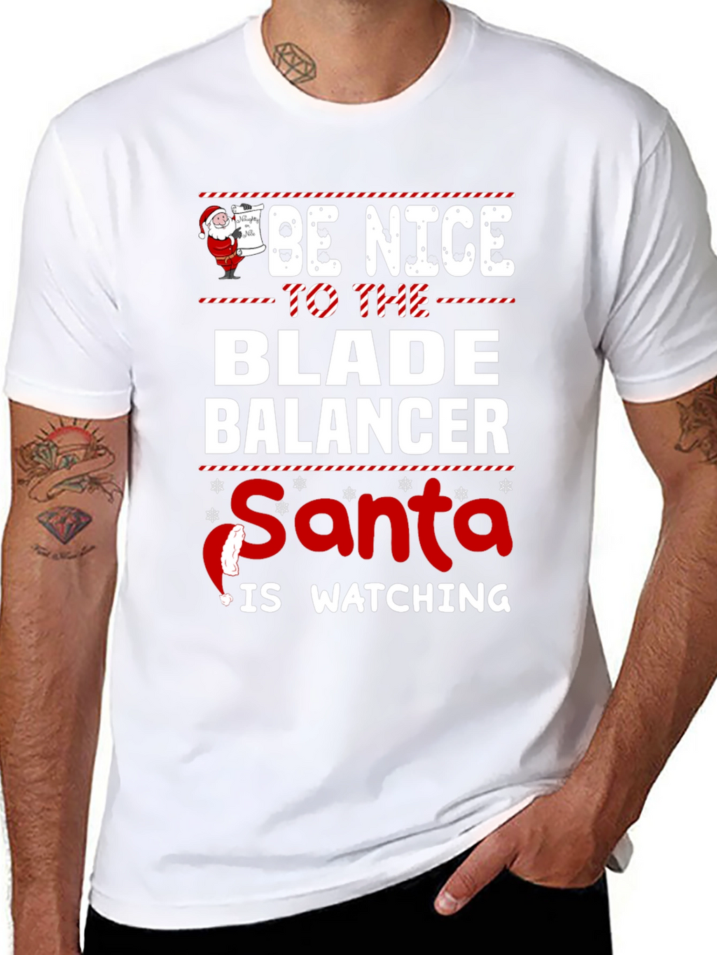Be Nice to The Blade Balancer Santa T-Shirt