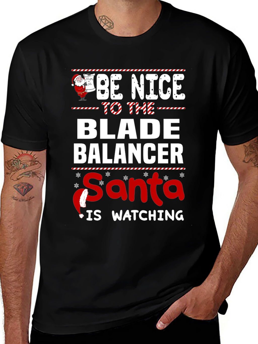 Be Nice to The Blade Balancer Santa T-Shirt