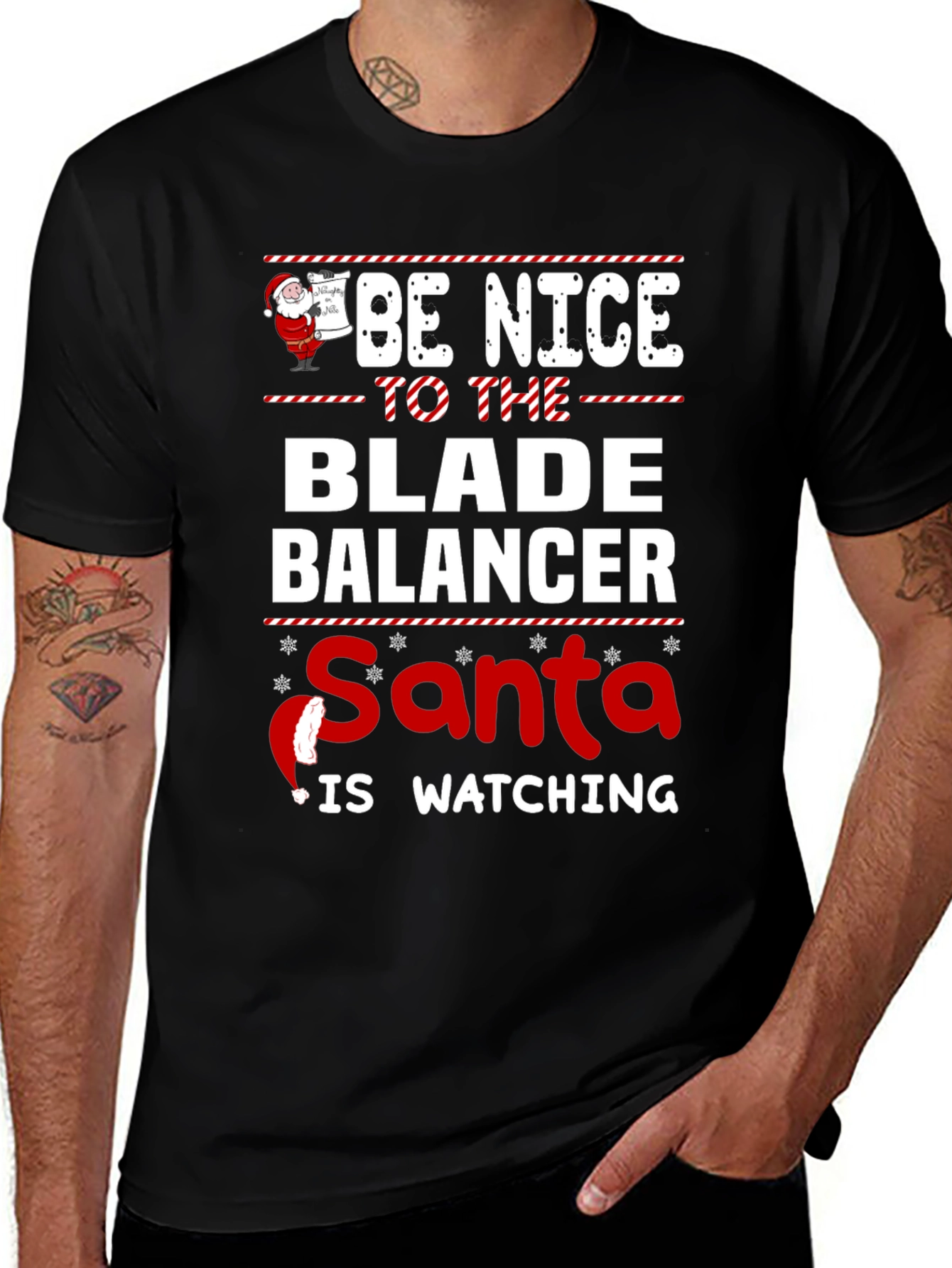Be Nice to The Blade Balancer Santa T-Shirt