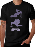 Mens Graphic T-Shirt with Yoga Pose Print - Black