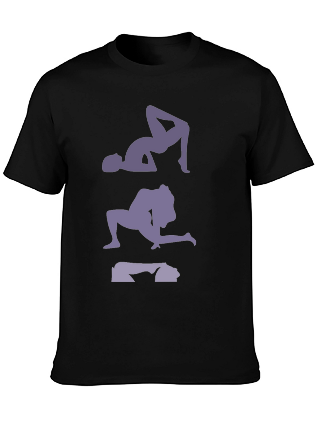 Mens Graphic T-Shirt with Yoga Pose Print - Black