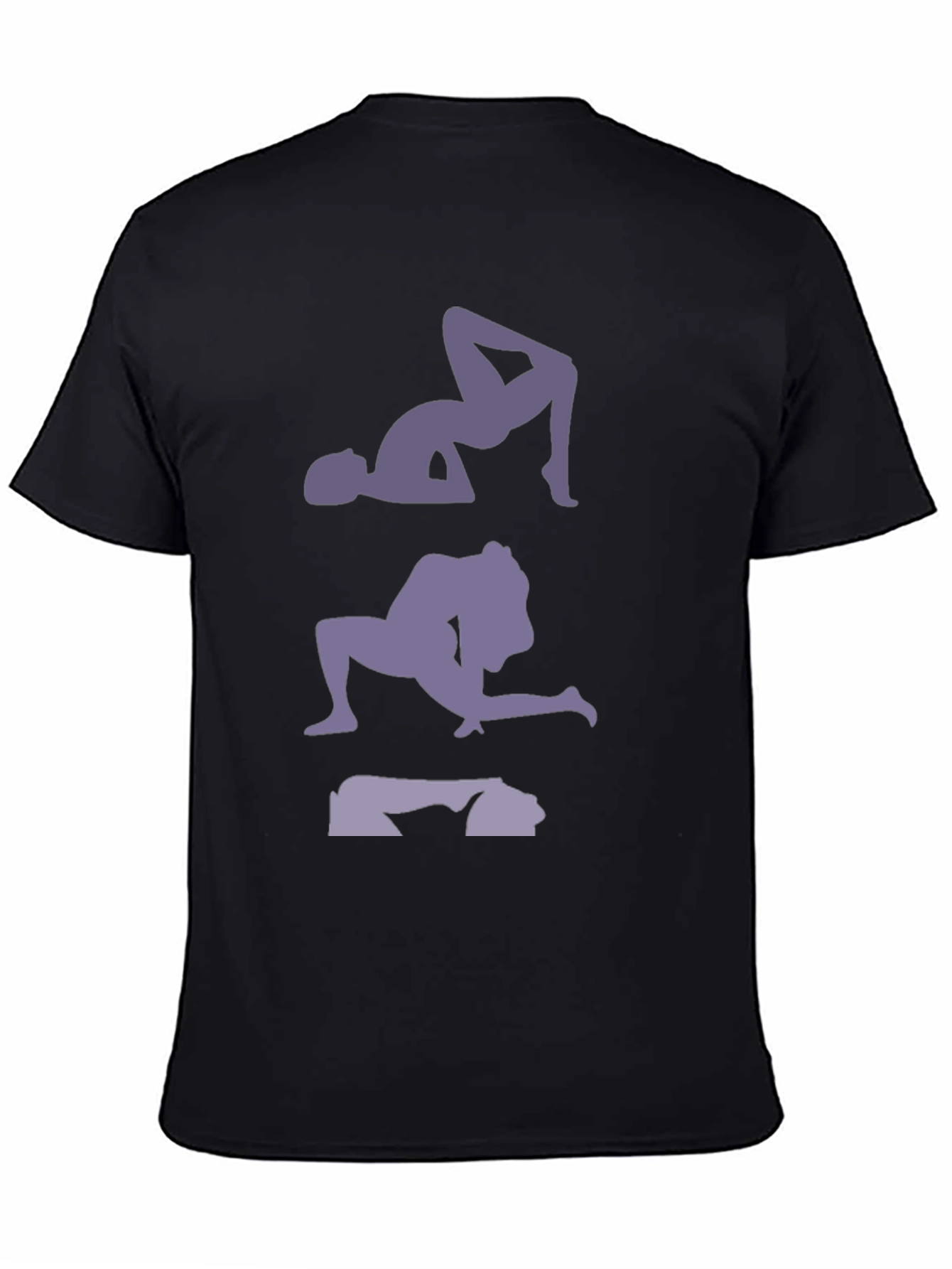 Mens Graphic T-Shirt with Yoga Pose Print - Black
