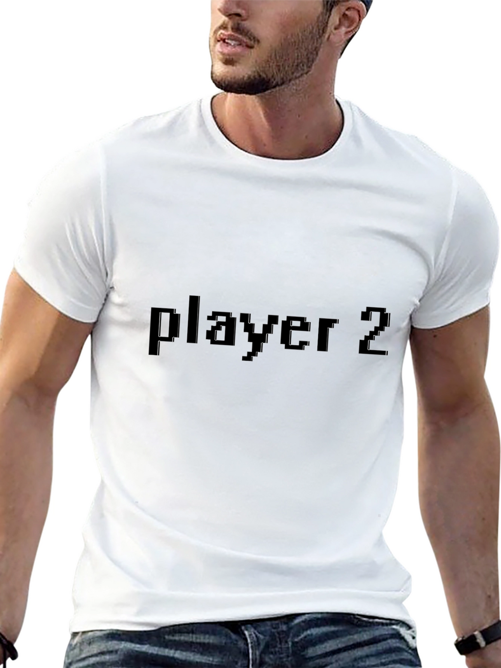 Player 2 Pixel Graphic Black T-Shirt