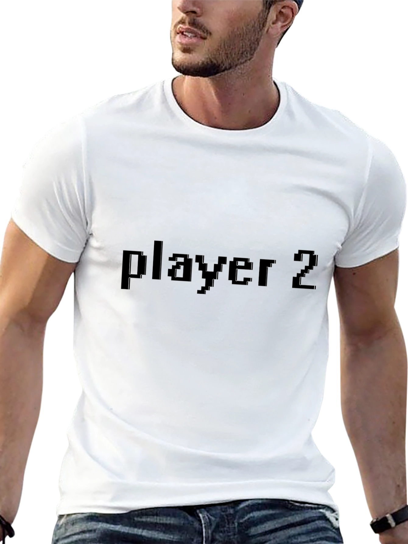 Player 2 Pixel Graphic Black T-Shirt