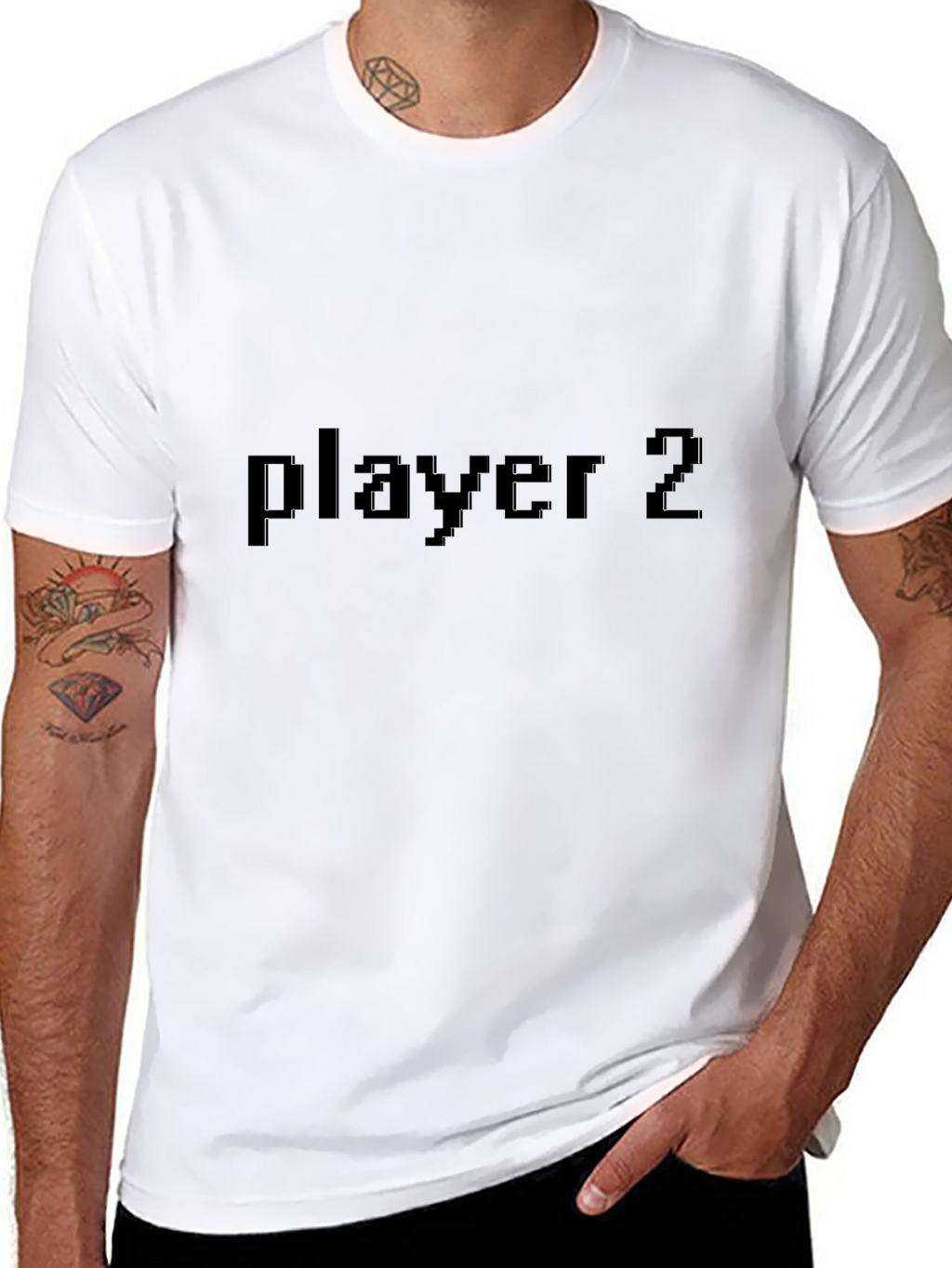 Player 2 Pixel Graphic Black T-Shirt