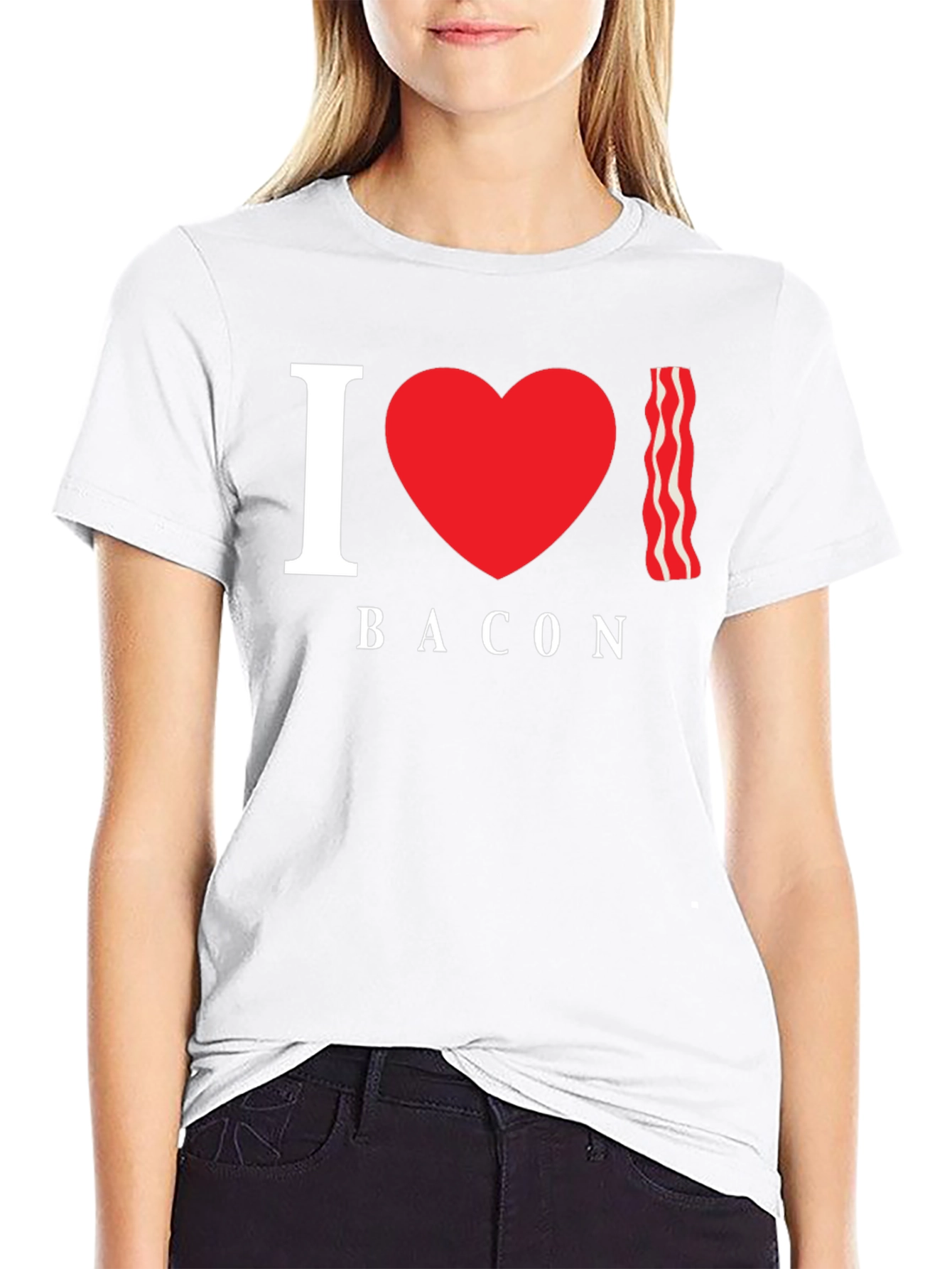 I Heart Bacon Black T-Shirt