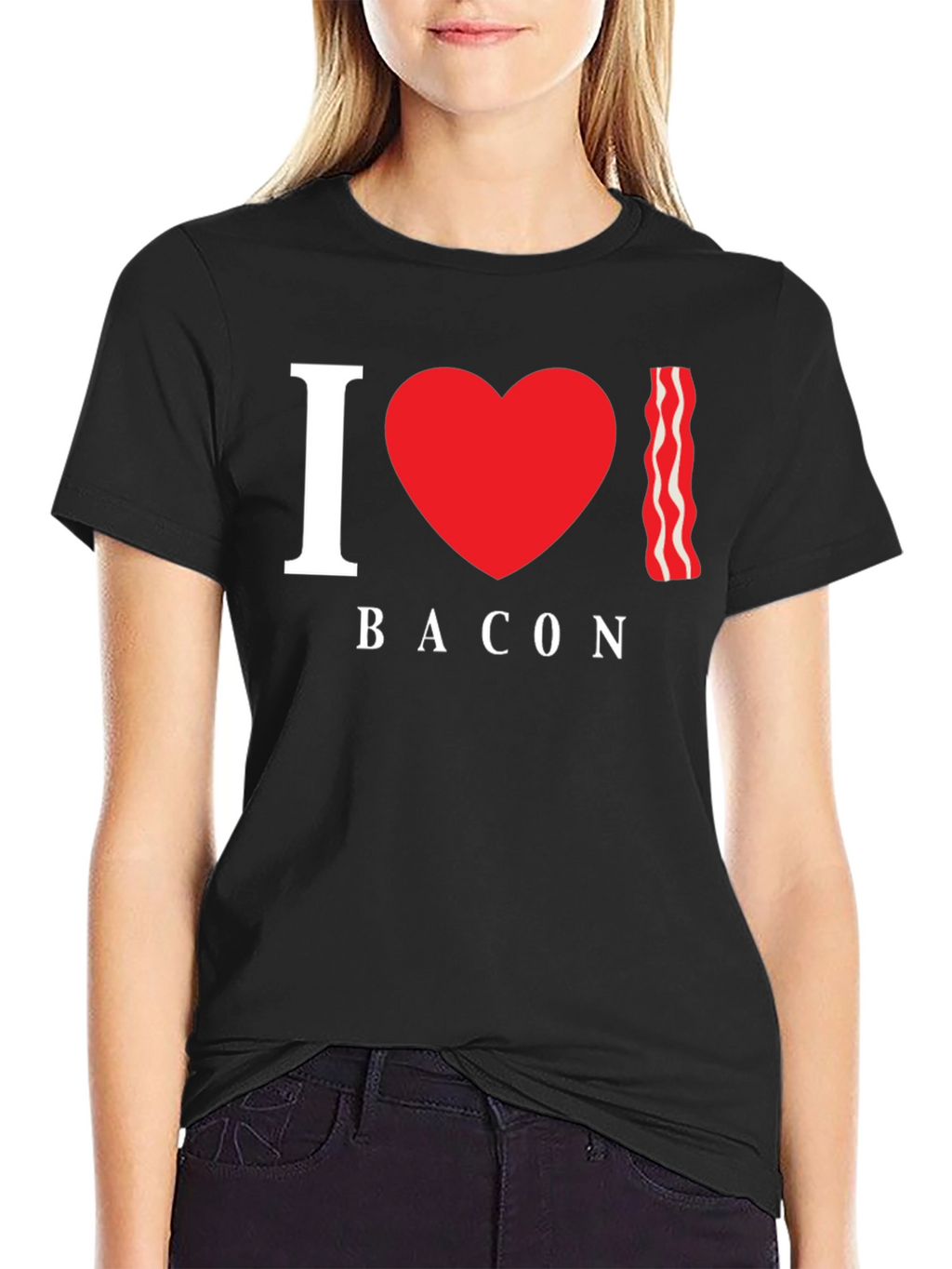 I Heart Bacon Black T-Shirt