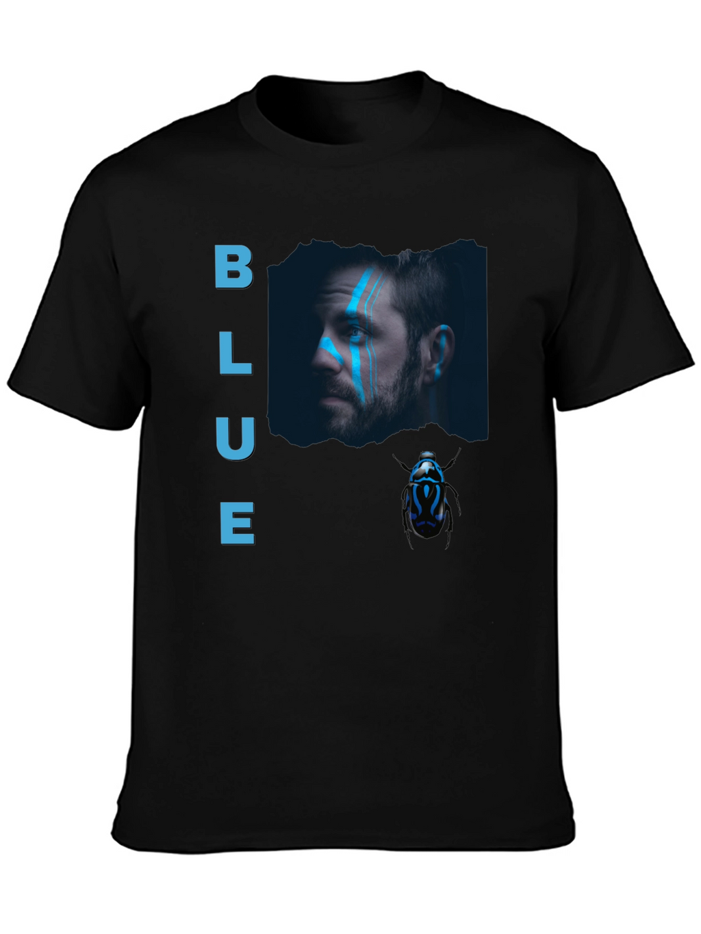 Blue Portrait Graphic Tee - Mens Black T-Shirt