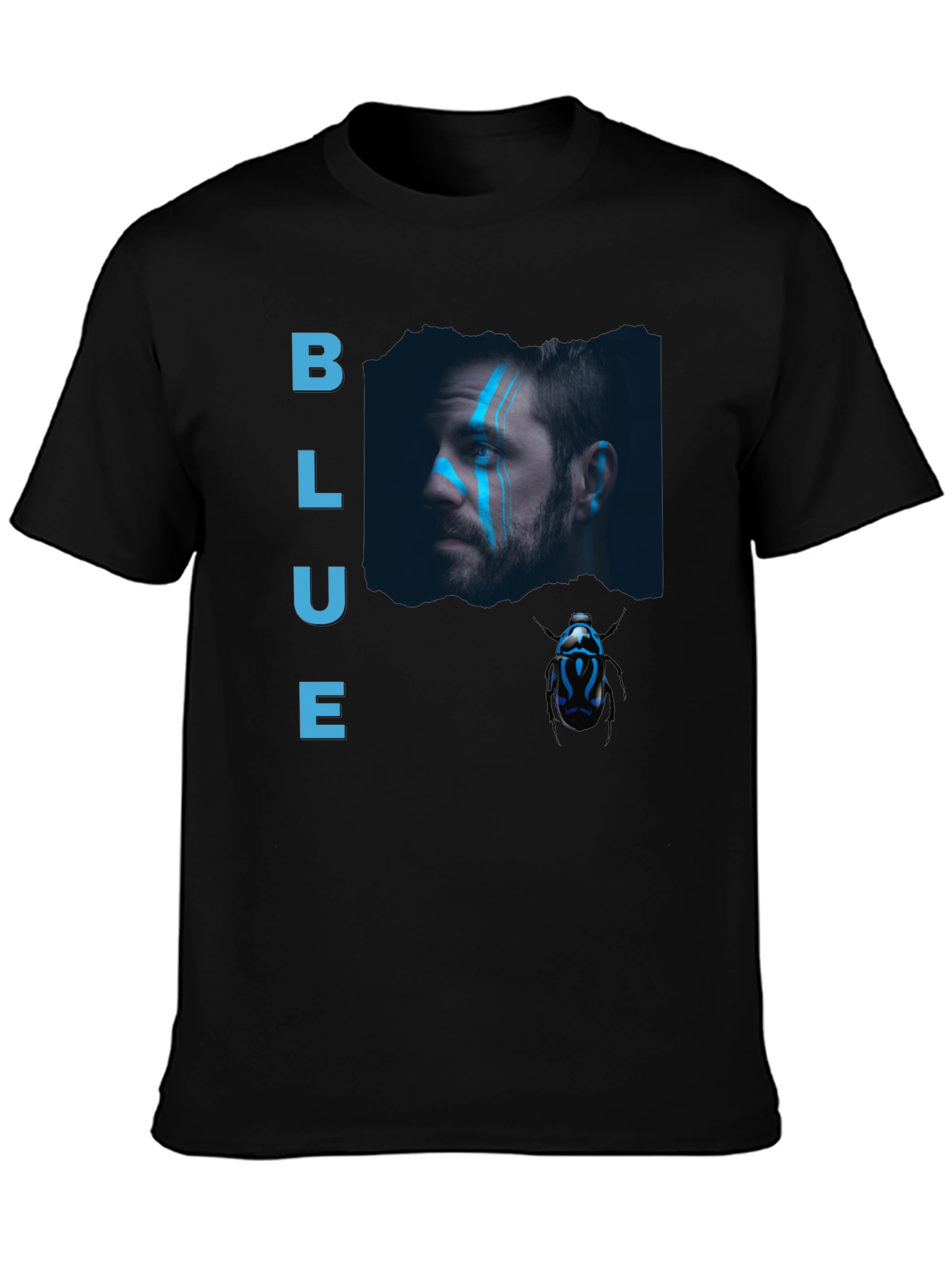 Blue Portrait Graphic Tee - Mens Black T-Shirt