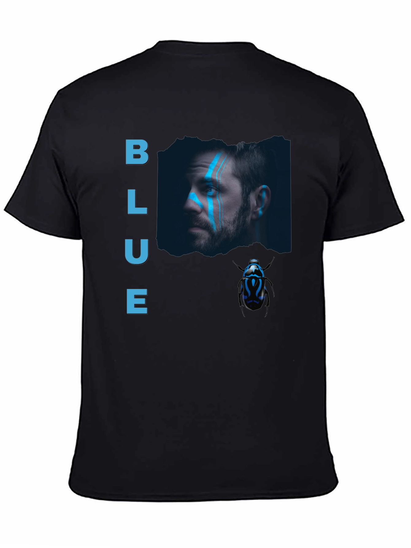 Blue Portrait Graphic Tee - Mens Black T-Shirt