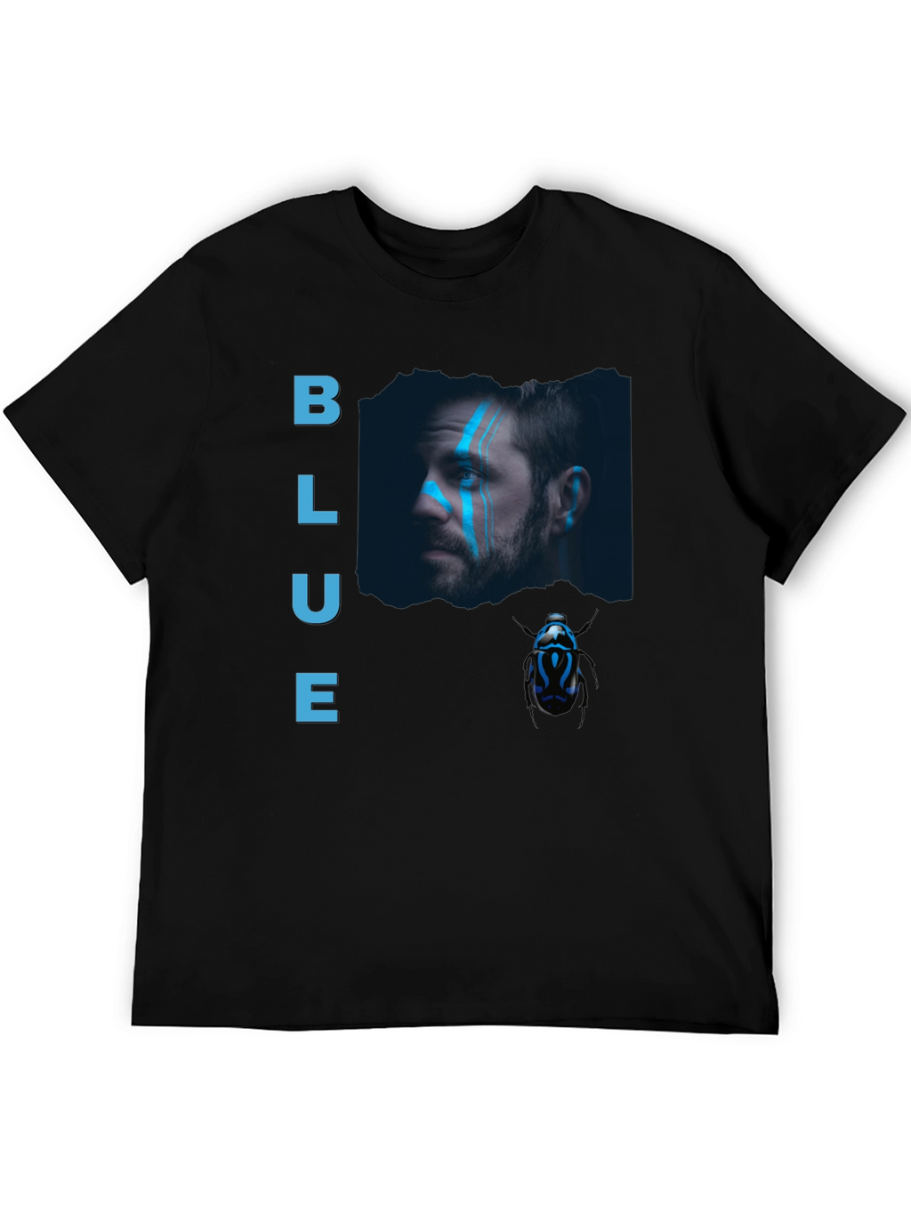 Blue Portrait Graphic Tee - Mens Black T-Shirt