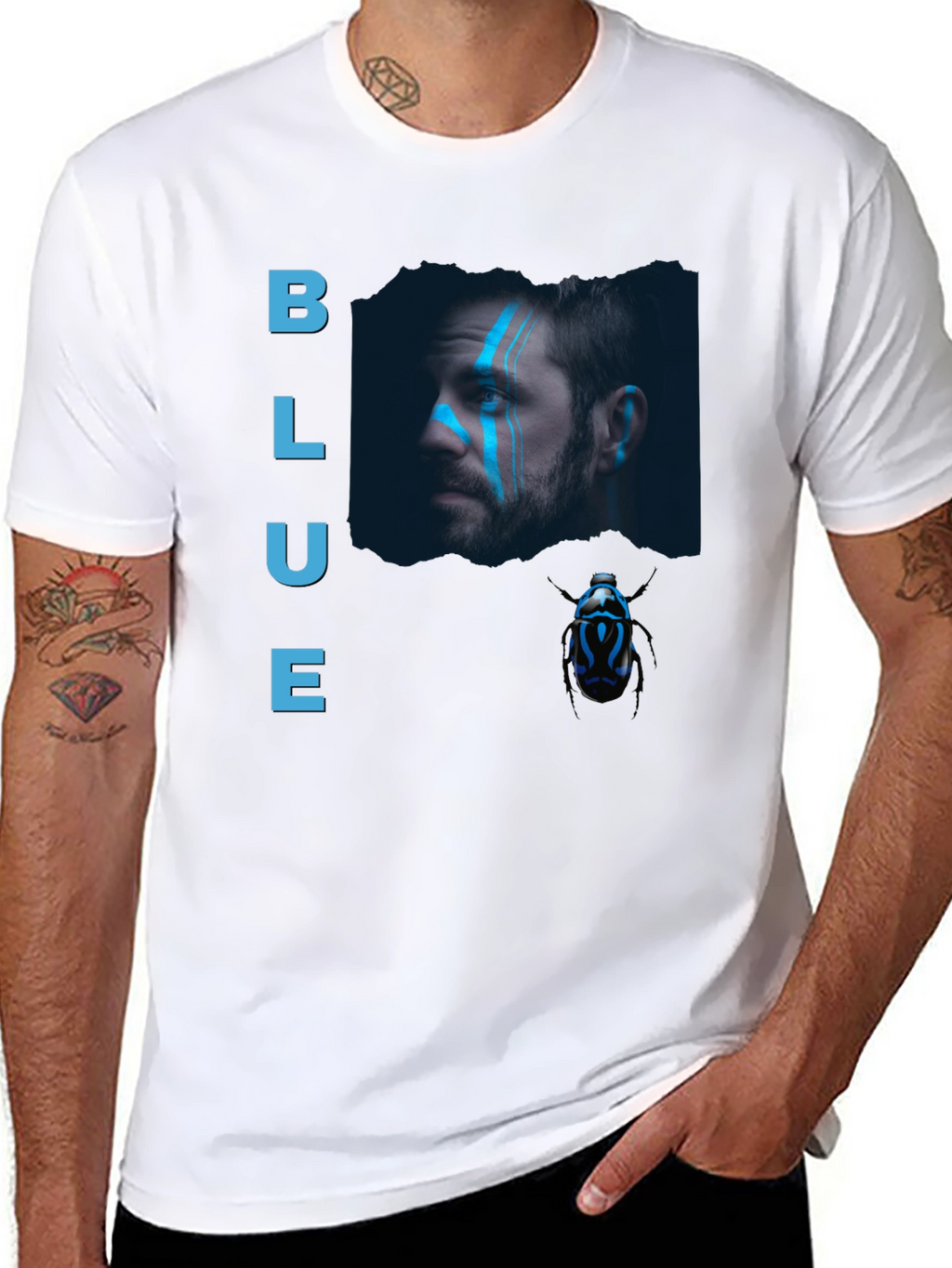 Blue Portrait Graphic Tee - Mens Black T-Shirt