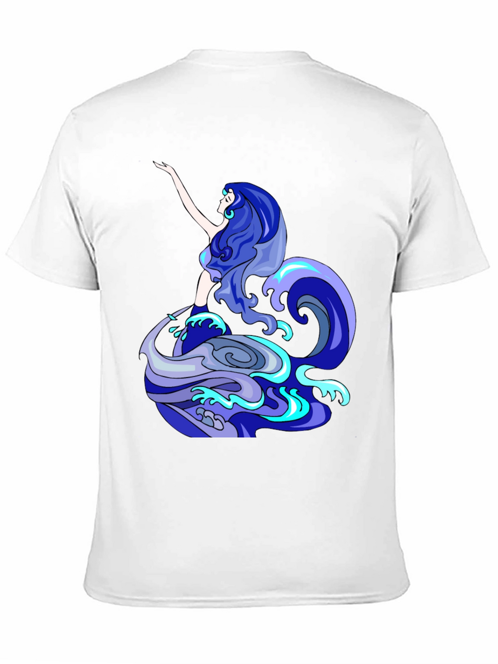 Mermaid Wave Graphic Tee - Black Cotton Blend