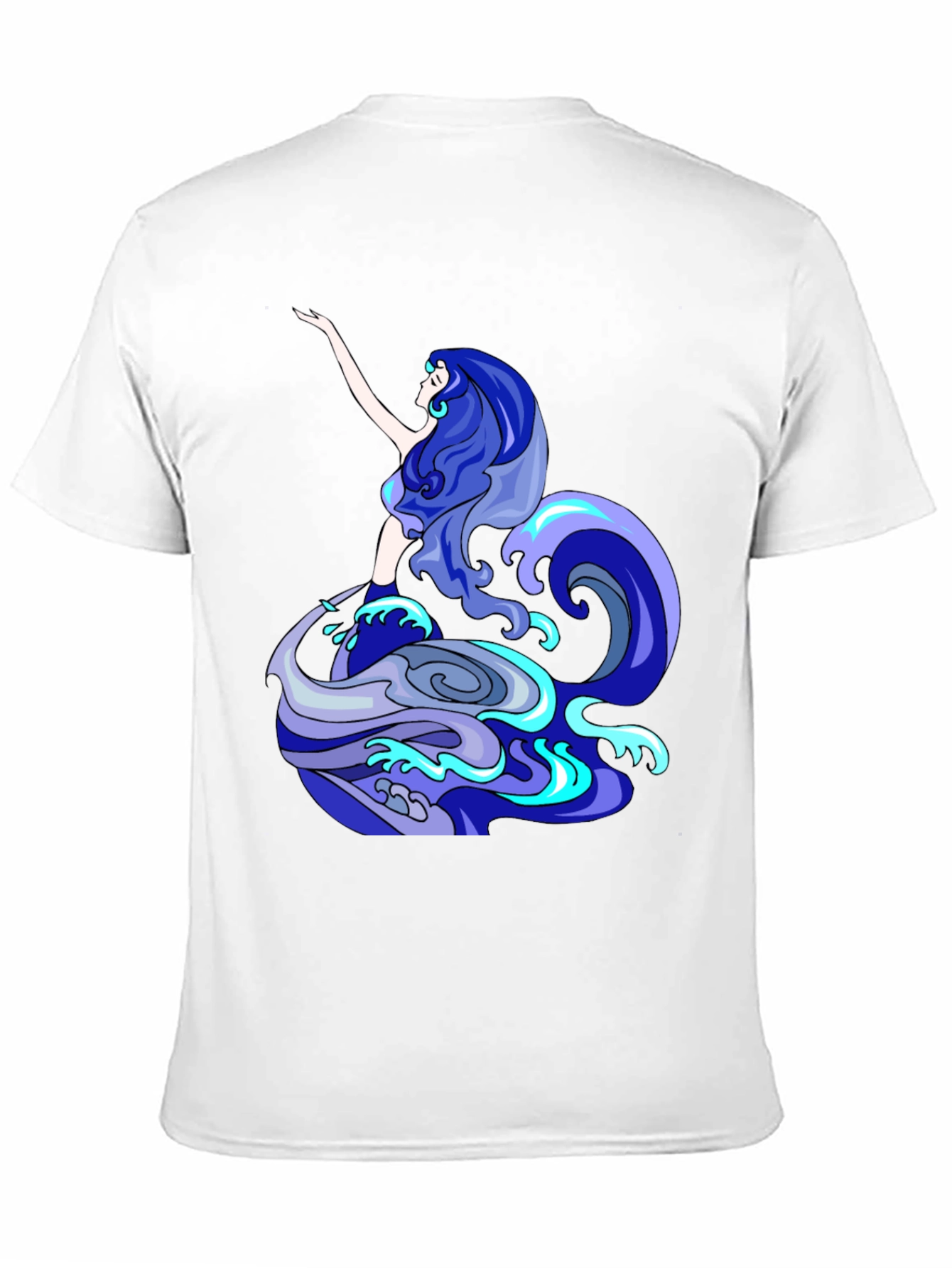 Mermaid Wave Graphic Tee - Black Cotton Blend