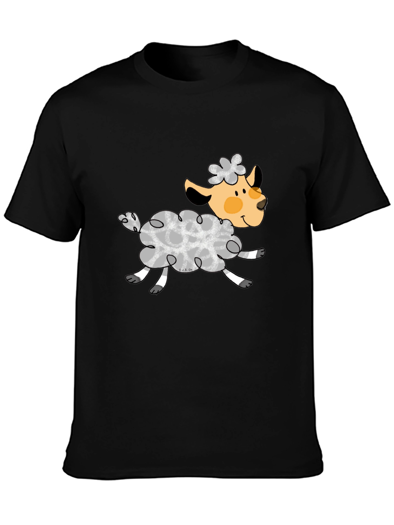 Black T-Shirt with Cute Sheep Graphic