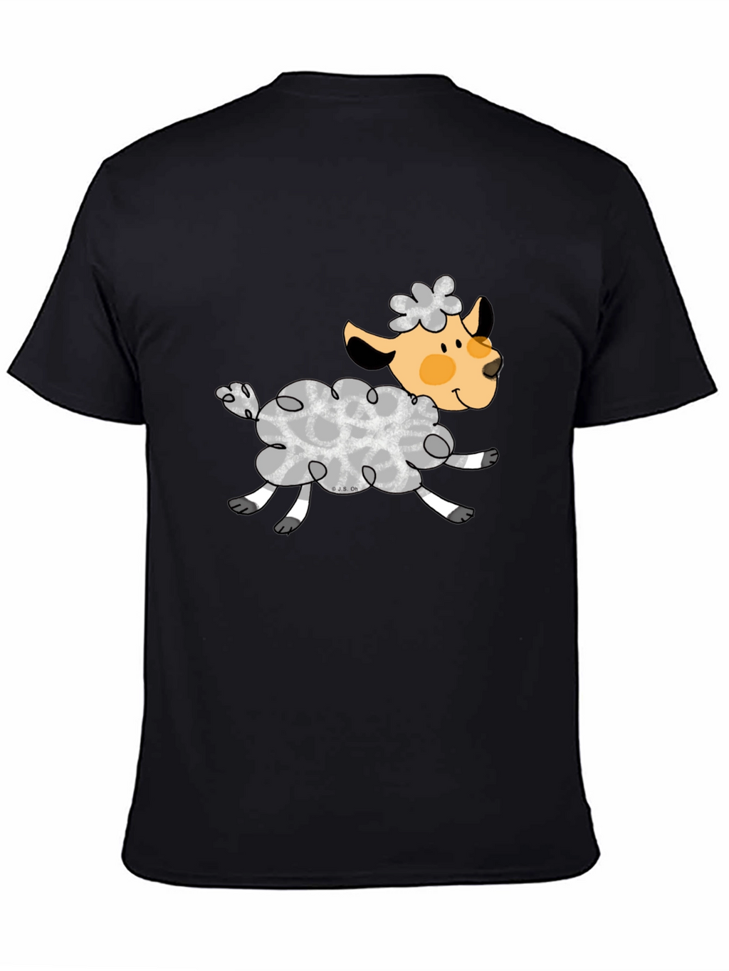 Black T-Shirt with Cute Sheep Graphic