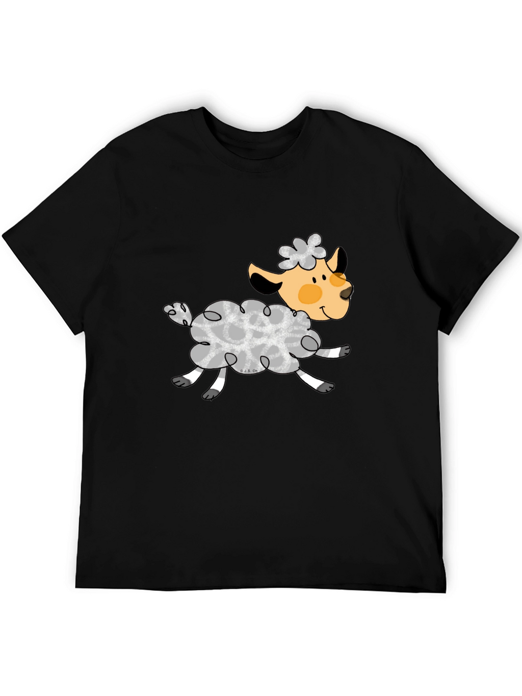 Black T-Shirt with Cute Sheep Graphic