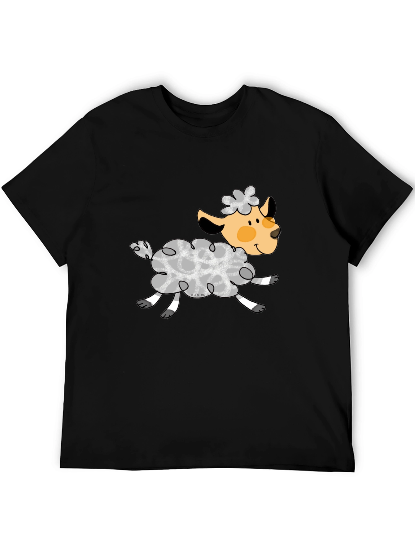 Black T-Shirt with Cute Sheep Graphic
