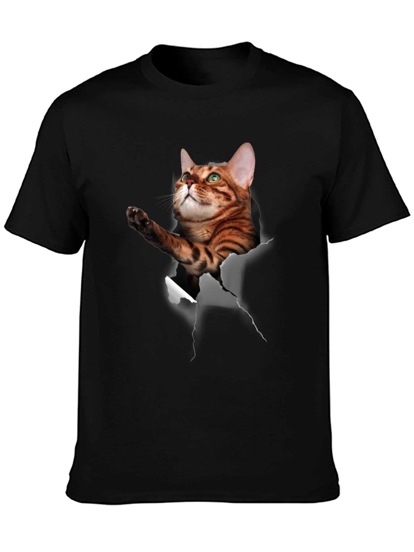 3D Cat Print Crew Neck T-Shirt