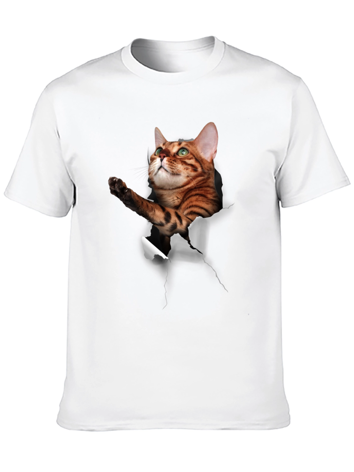 3D Cat Print Crew Neck T-Shirt